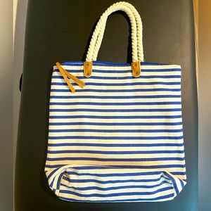 Summer & Rose Striped Beach Summer Tote Bag|Navy Blue Stripes|EUC|Used twice